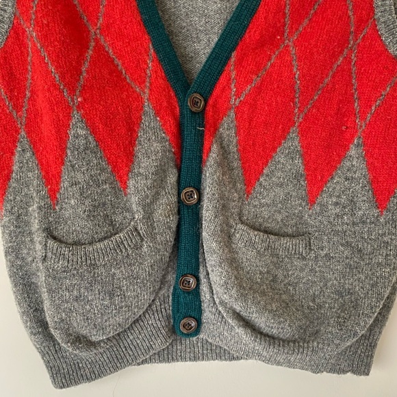 ixi:z Men’s Gray Red Green Seasonal Fabric Cardigan - L - Pre-owned - Picture 6 of 7